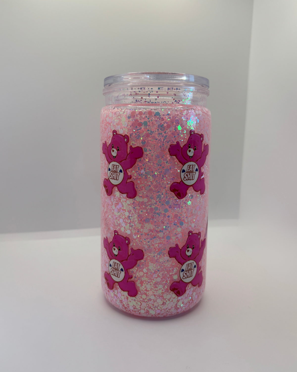 16oz Acrylic Clear Lid Pre-Made Snow-Globe Tumbler
