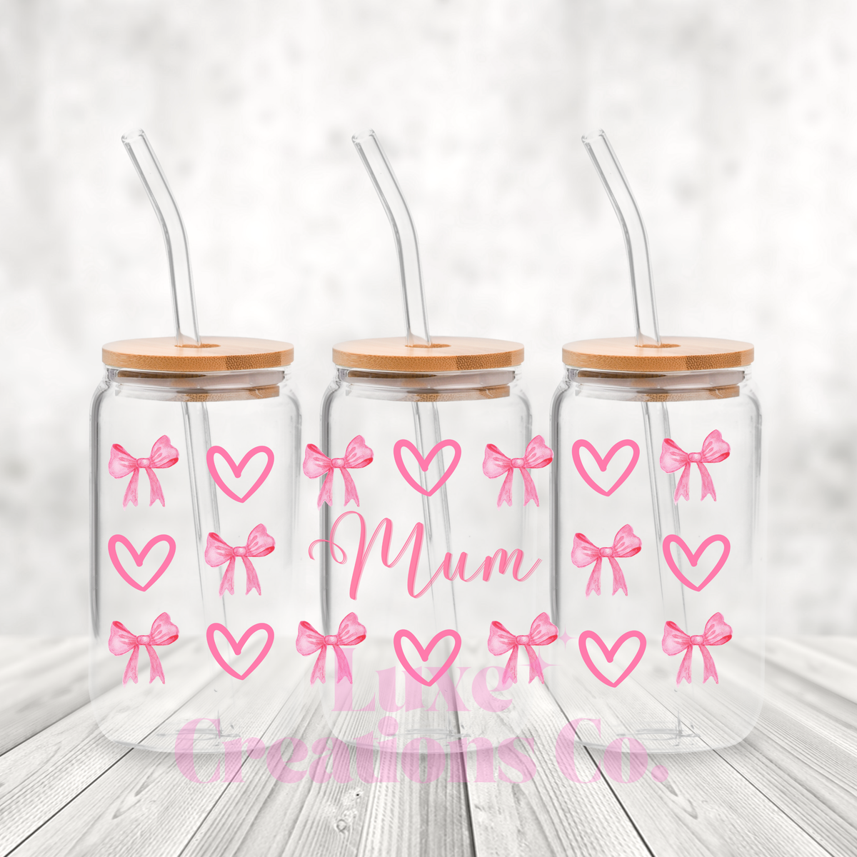 Mum Hearts & Bows UV DTF Wrap by Luxe (#126)