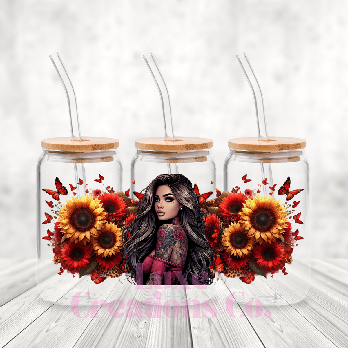 Tattoo Girl Red Flower Wrap by Luxe (#118)
