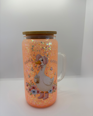 16oz Mama Goose Glass Handle Snow-Globe Tumbler