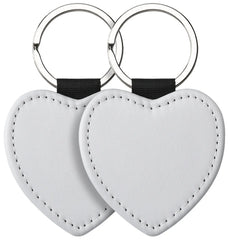 PU Leather Heart Sublimation Keyring (White)