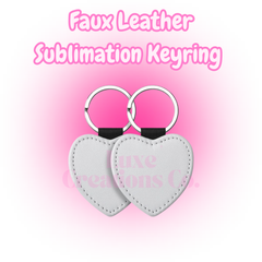 PU Leather Heart Sublimation Keyring (White)