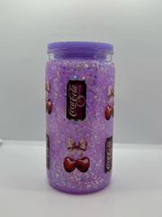 16oz Acrylic Pre-Made Snow-Globe Tumbler (Purple Cherry Coke)